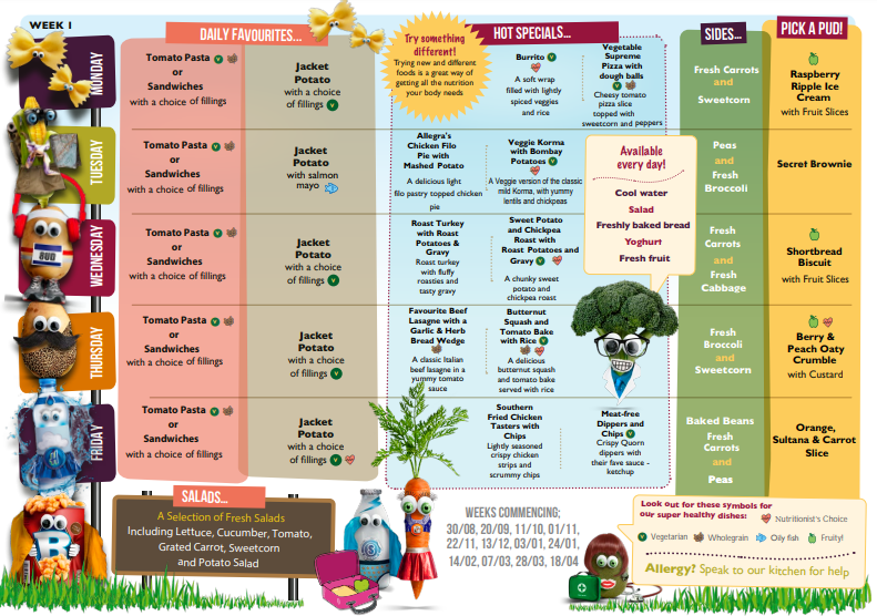 Menu Fibbersley Park Academy Food Menu